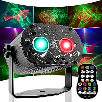 Image de Jeux de Lumière pour Soirée, Aurora Jeu 60 Motifs Dj Alimentés par USB avec TéLéCommande Soirée 3 en 1 Disco Fête Discothèque Bar