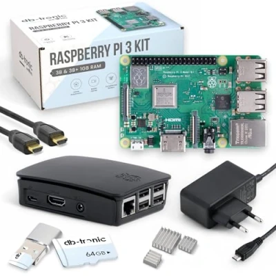 Image de Raspberry Pi 3 B+ Kit de démarrage Bloc d&#039;alimentation Boîtier Carte SD 64 Go Câble HDMI 4K 1 RAM