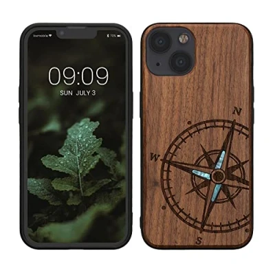 Image de kwmobile Housse Compatible avec Apple iPhone 13 Coque Étui de Protection Rigide Antichoc Cadre en TPU Brun foncé