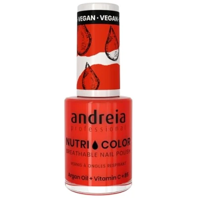 Image de Vernis à Ongles NutriColor, Finition Brillante, Tenue Longue Durée, Respirant, Couleur NC16 Rouge d&#039;Andreia 10.5ml Nail Art DIY, Vegan et Non Testé sur les Animaux, Soin + en une Étape