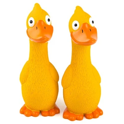 Image de Chiwava Paquet de 2 7,9 Pouces Jouet pour Chien en Latex Squeak Jeu interactif Yellow Duck Petits Chiens Taille Moyenne