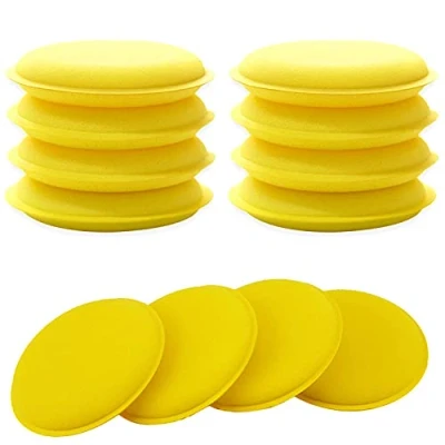 Image de Éponge de Polissage Voiture, Tampons d&#039;applicateur Cire Voiture 12 pièces en Microfibre pour Le Verre Automatique véhicule Propre (Jaune)