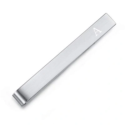 Image de HONEY BEAR Homme Initiale Lettre Alphabet Pinces à Cravate,Taille Normale Acier Inoxydable pour Le Cadeau de Mariage d&#039;affaires,5.4cm,Argent brossé (A)
