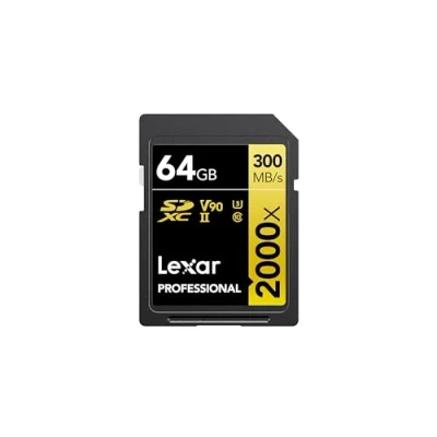 Image de Lexar Professional 2000x Carte SD 64 Go, mémoire SDXC UHS II sans Lecteur, Jusqu&#039;à 300 Mo/s en Lecture, pour DSLR, caméras vidéo qualité cinéma (LSD2000064G BNNAG)
