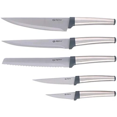Image de alpina Set de Couteaux 5 Pièces : Comprenant un Couteau à Pain et Chef Inox/Polypropylène