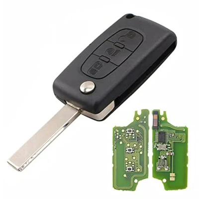 Image de Lakamodo Clé Vierge complète 3 Boutons Phare CE0536 à Programmer pour Peugeot 207 307 308 CC SW Citroën C1/C2/C3/C4/C5/C8 C4 Picasso Xsara Lame Rainurée 8mm
