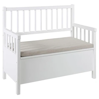 Image de AC Design Furniture Thomas Banc avec Rangement, H: 85 x l: 90 P: 48 cm, Blanc, Bois, 1 pc