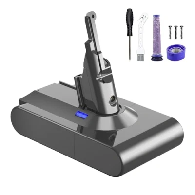 Image de V8 Batterie de Remplacement pour Dyson 6,0Ah Absolute Animal Fluffy Motorhead (2 filtres + 1 Tournevis 3 vis Brosse)