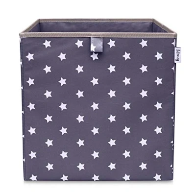 Image de LIFENEY Boîte de rangement avec motif étoilé anthracite à jouets étoiles Convient pour étagères cubiques chambre d&#039;enfant Panier comme