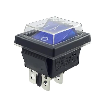 Image de MWMS interrupteur à bascule bleu avec couvercle étanche DPDT, 4 pôles 250 V 16 A