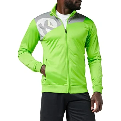 Image de KEMPA CORE 2.0 POLY JACKET Veste Handball Poches latérales zippées Élastiques manches et taille vert espoir/gris foncé chiné