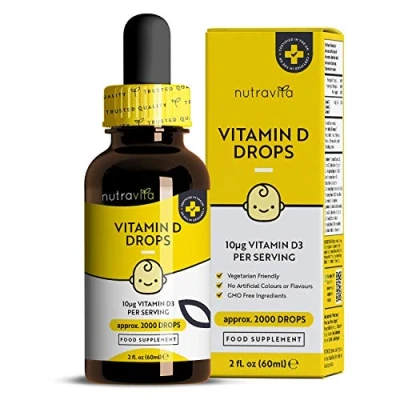 Image de Vitamine D3 60ml Pour Enfants 400 UI/10 mcg par goutte et 2000 gouttes flacon un système immunitaire sain développement osseux normal Fabriqué Nutravita