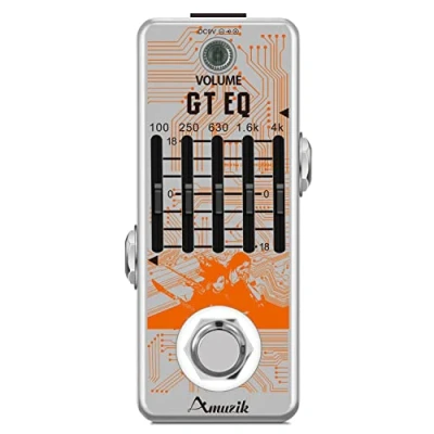 Image de Amuzik Pédale d&#039;égaliseur de guitare 5 bandes Paramétrique EQ Guitar Effect fréquence Compensateur ± 18 dB Range pour Mini Size True Bypass