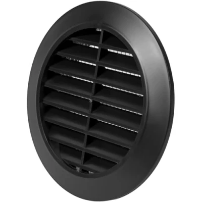 Image de Vent Systems Couvercle d&#039;aération noir de 80 mm Fentes rondes barbecue Protection contre les insectes intégrée Ouvertures CVC pour salle bain, bureau à