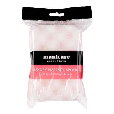 Image de Manicare Éponge de bain luxe, exfoliant et massant, éponge nettoyage double face rose, durable durable, mousse utilisation avec gel douche ou