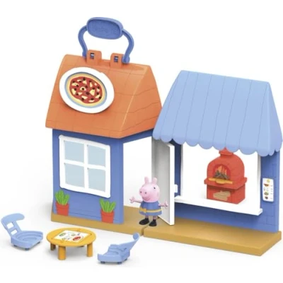 Image de Peppa Pig Peppa&#039;s Adventures Pizza Place Carry and Play Ensemble de Jeu préscolaire, Comprend Une Figurine et 4 Accessoires, Multicolore, F2169