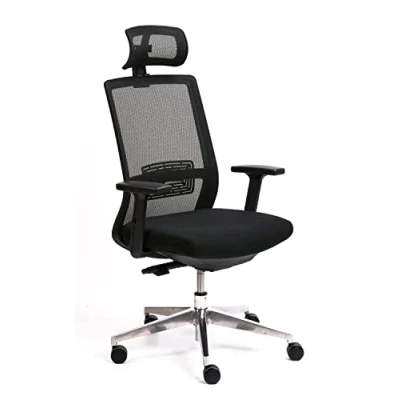 Image de Amazon Basics Chaise de bureau à hauteur, repose tête et accoudoirs ajustables, Noire(Anciennement marque Movian)