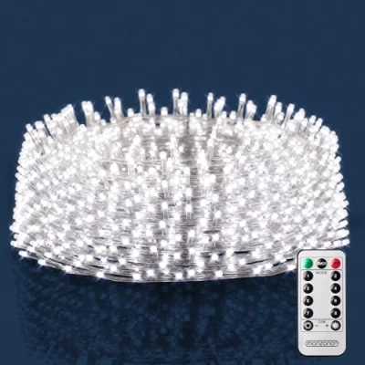 Image de Deuba Guirlande lumineuse 200 LED Blanc froid 10m Télécommande Minuterie 8 modes illumination Noël intérieur extérieur