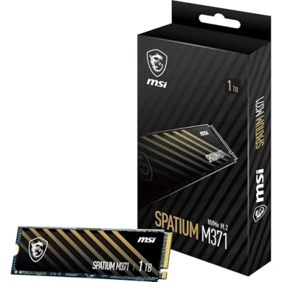 Image de MSI SPATIUM M371 NVMe M.2 1TB Disque SSD Interne 2 to, PCIe 3.0 M.2, Lecture 2350 MB/s &amp; Écriture 1700 MB/s, 3D NAND, Sécurité des Données Intégrée, Center, 210 TBW