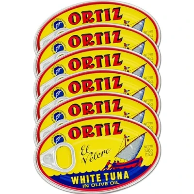 Image de Ortiz thon blanc à l&#039;huile d&#039;olive, tranches tendres fraîches, sauvage espagnol, riche en protéines et acides gras oméga 3, excellent dans la salade, les pâtes ou sandwichs Pas besoin
