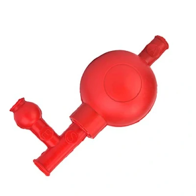 Image de Ampoule d&#039;Aspiration Poire à Aspiration en Caoutchouc Pipette de Pression Remplisseur Quantitatif Jetable Laboratoire avec 3 Valves (Red)