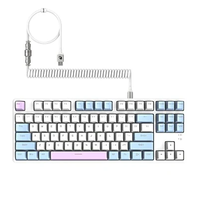 Image de MAMBASNAKE AK873 Clavier mécanique Filaire Bricolage câble Spirale 22 Touches rétroéclairées RVB, Cache flottantes PBT, 87% avec Couvercle magnétique détachable, Macro