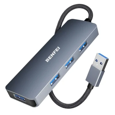 Image de Concentrateur USB BENFEI compatible avec Mac Surface Flash Mobile HDD 3.0 4 ports ultra mince MacBook, Pro, Mini, iMac, XPS, PC, Drive,