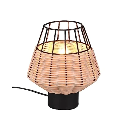 Image de Reality, Lampe de table, Borka 1xE27, max.40,0 W Corps: Maillage rotin, naturel Ø:17,5cm, H:20,0cm Interrupteur cordon,IP20,Sans illuminant