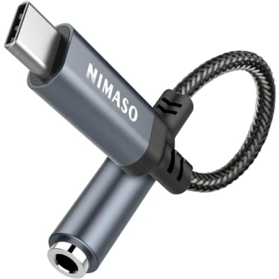 Image de NIMASO Adaptateur USB C Jack 3,5mm, Type Audio en Kevlar Tressé pour Sumsung S23/S22/S21/S20/Note 10/Galaxy Note20/Note20 Ultra 5G,Google Pixel 2/3,Huawei Mate 20 Pro/ P30 Pro