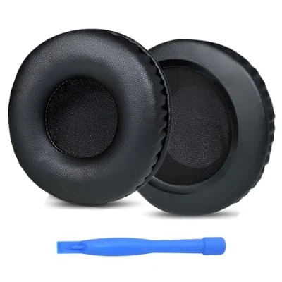 Image de Remplacement Coussinets d&#039;oreille pour Skullcandy Hesh, Hesh 2, 2 Bleutooth Wireless Over Ear Casque par MMOBIEL Memory Foam et Protein PU Coussinet de Rechange Noir