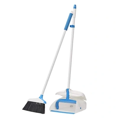 Image de Amazon Basics Balai et pelle à poussière manche, bleu blanc