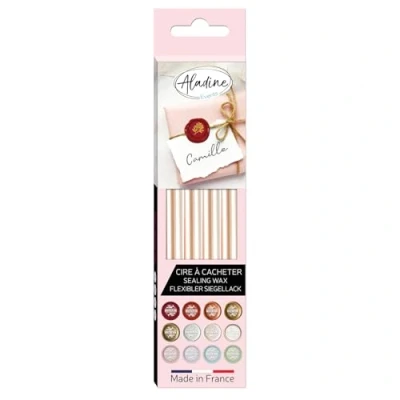 Image de Aladine Pack de 4 Bâtons Cire Flexible pour Cacheter les plus beaux courriers votre vie Réalisation Sceaux Faire Part Mariage, Baptême, Naissance Couleur Blanc Nacré