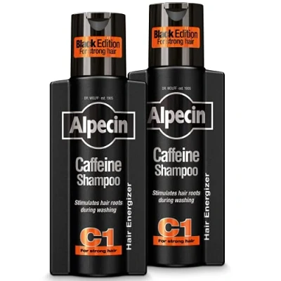 Image de Alpecin Black Shampooing pour Hommes avec nouveau parfum 2x 250ml la Croissance des Cheveux Naturels et Forts