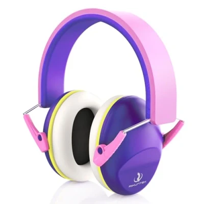 Image de RIIKUNTEK Cache oreilles pour enfants, SNR 26 dB Casque antibruit protection auditive réduction du bruit feux d&#039;artifice, concerts, violet, M