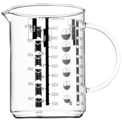 Image de WMF Gourmet Verre doseur en résistant à la Chaleur 1 l Graduation pour litres, millilitres, Tasses et grammes Transparent