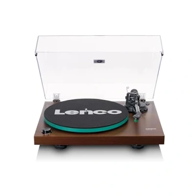 Image de Lenco LBT 225WA Tourne disque à courroie avec Bluetooth® et anti patinage plateau en verre Marron foncé