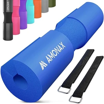 Image de Amonax Barbell squat Pad manchon Mousse à en Support de Nuque &amp; Epaules Protection pour Squats Lunges, Hip Thrusts, Haltérophilie, coussin d&#039;haltères, (Bleu)