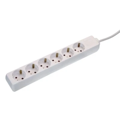 Image de as Schwabe 11611 Bloc multiprise avec 6 prises, sécurité enfant et cordon H05VV F 3G1,5 pour usage en intérieur Protection IP20 Blanc 1,4 m