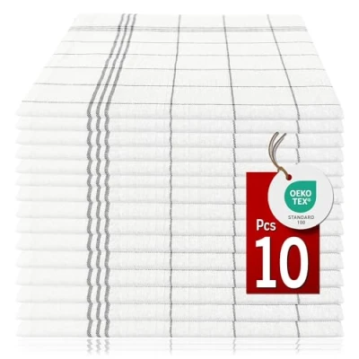 Image de Pataya Lot de 10 torchons Cuisine en Coton Cuisine, (Lot 10, Noir)
