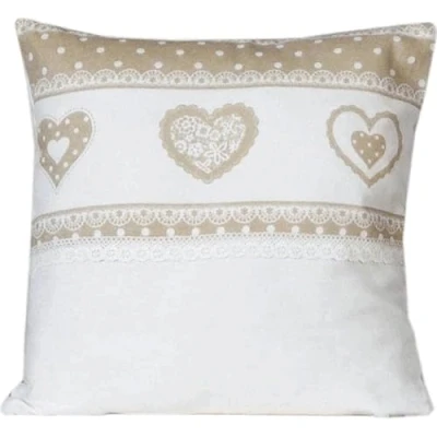 Image de Atout Ciel Coussin Garni imprimé cœur Devant et uni Dos 40x40cm