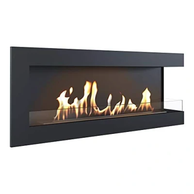 Image de KRATKI Cheminée d&#039;angle Delta 1200 x 280 mm Murale avec vitrage de 4 Idéale pour Les intérieurs Ouverts et Modernes Certifié TÜV Rhénanie Ouverture à Droite