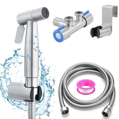 Image de Coffee Life Plus Kit Douchette WC Bidet pour Complet Pulvérisateur de en Acier Inoxydable avec Tuyau et Vanne G 1/2,