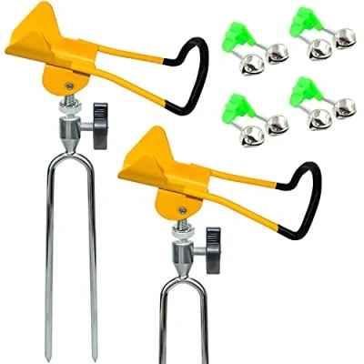 Image de Support de Canne à Pêche 2 Pcs 360 Degrés Ajustable pour Orientable Acier Inoxydable la au Bord, Plage, Rivière