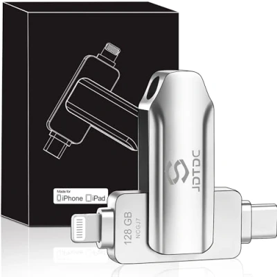 Image de Clé USB iPhone 128GB Go Clés Lightning Stockage Certifié MFi Photo Stick Extension Memoire de Mémoire iPad Pro C Android Flash pour Drive