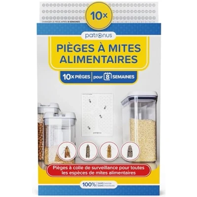 Image de Piège à Mites Alimentaires [10 pièces Pack avantageux] Contre Les avec Un Effet d&#039;attraction Maximal phéromones Colle Haute Performance pour détecter l&#039;infestation