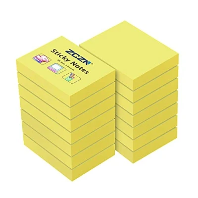 Image de ZCZN Feuillets autocollants 1400 Feuillets, stickies Notes de 51 * 38mm,100 par Blocs Autocollantes Convient aux Mémos, Messages, Rappele Jaune