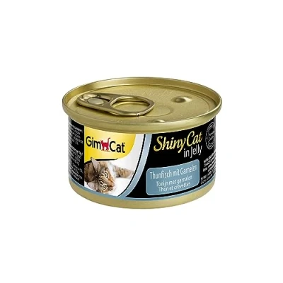 Image de GimCat ShinyCat in Jelly Thon aux crevettes Nourriture humide pour chats au poisson et à la taurine 24 boîtes (24 70 g)
