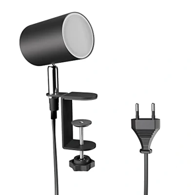Image de ledscom.de Lampe à pince WAIKA, interrupteur, noir mat, ampoule LED GU10 incluse, 450lm blanc chaud