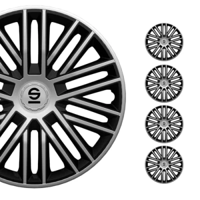 Image de SPARCO Roma SPC1585SVBK Enjoliveurs 15Pouces argent, noir