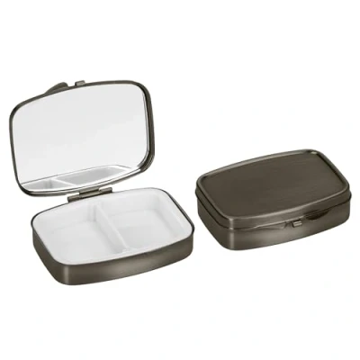Image de kwmobile 2x Boîte à pilules 2 compartiments Mini boite comprimés compartimentée Pilulier portable pour médicament bureau voyage bronze